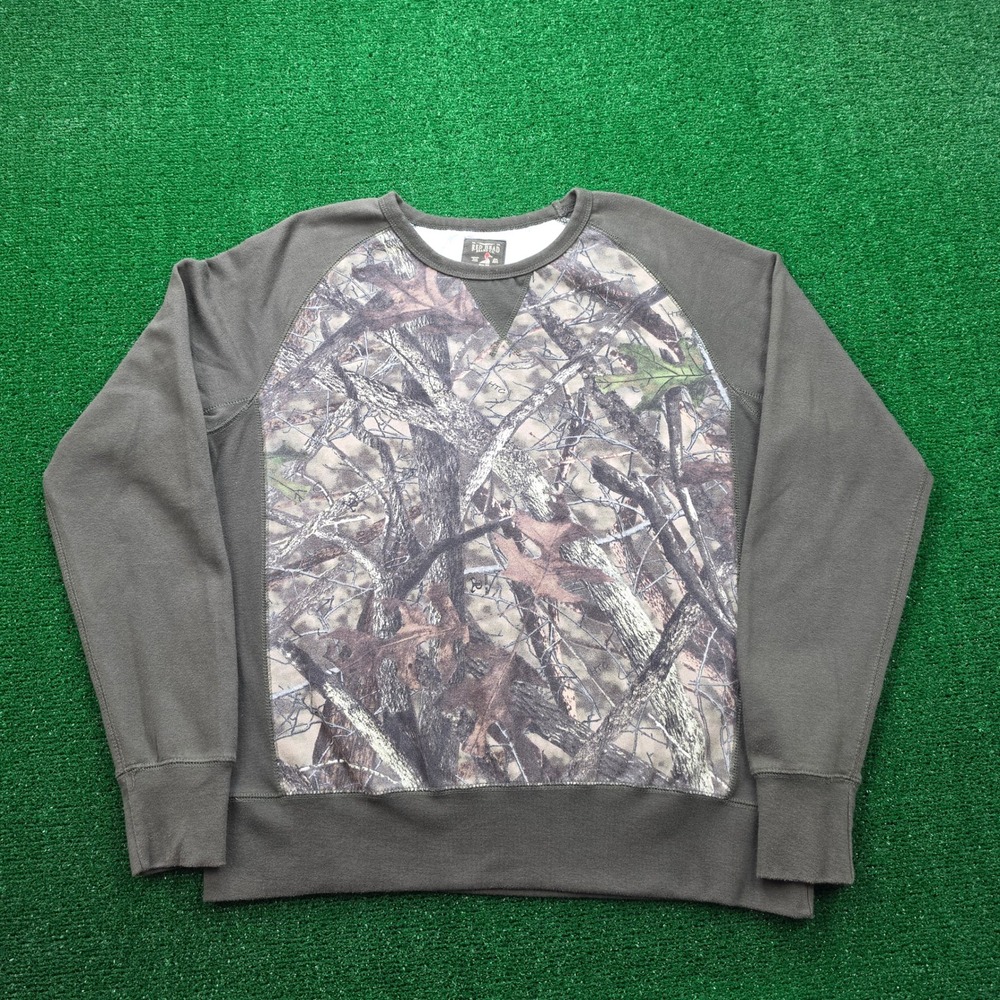 Red Head Camo Paneled Raglan Sweatshirt Mens Large Pullover Outdoors Hunting
